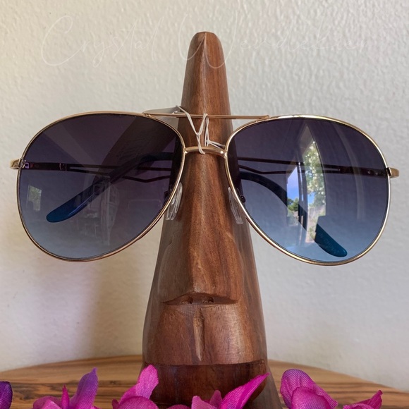 Fashion Eyewear Accessories - Blue & Gold Classic Aviator Sunglasses